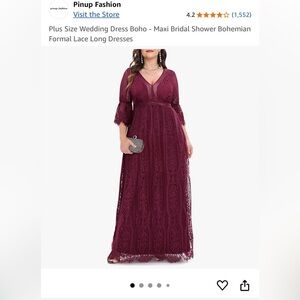 Women's Burgundy Lace Dress